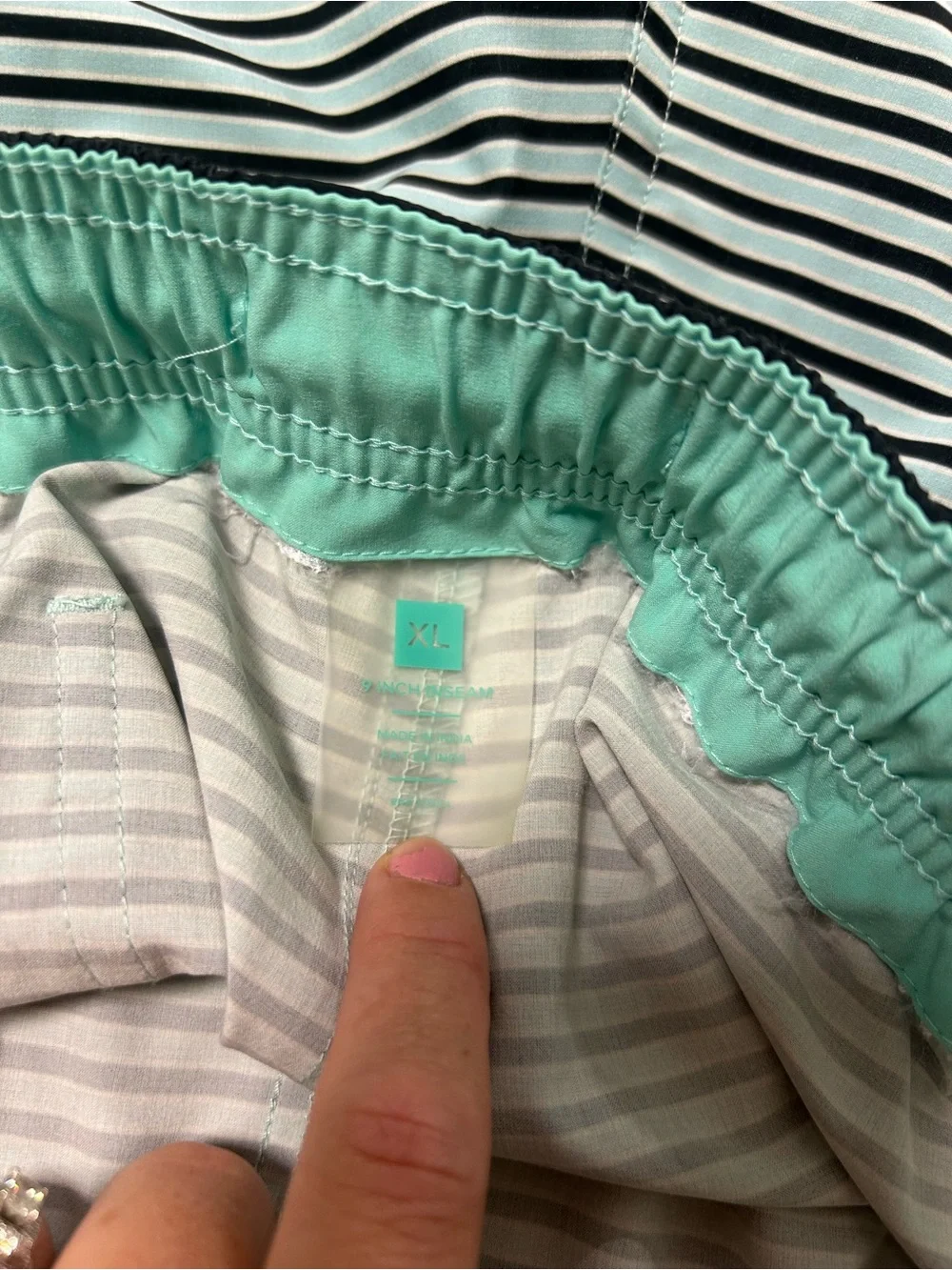 Bonobos Blue White Striped Mesh Lined Swim Trunks Men's Size XL